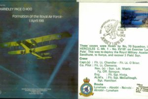 Handley Page Formation of the RAF cover Flown 70 Squadron