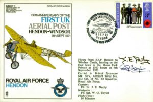 First UK Aerial Post cover Sgd crew