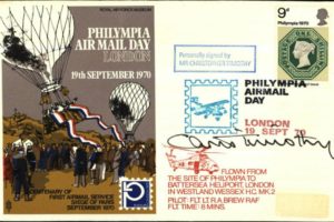 Philympia Air Mail Day cover Sgd Christopher Timothy