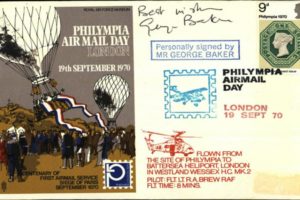 Philympia Air Mail Day cover Sgd George Baker