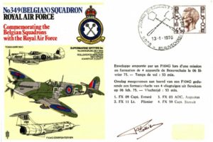 No 349 (Belgian) Squadron cover Signed by Lt Plisnier
