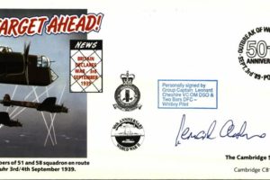Whitley cover Signed Leonard Cheshire VC a Whitley pilot