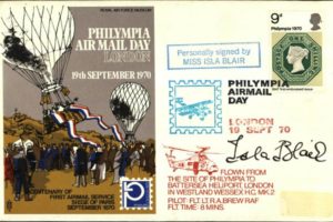 Philympia Air Mail Day cover Sgd Isla Blair