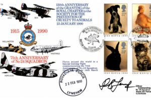 75th Anniversary of 24 Squadron FDC Signed by WC D B Farquhar the OC of 24 Squadron