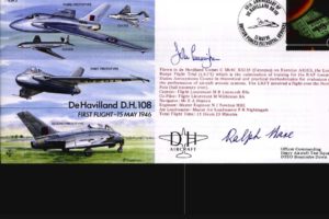 De Havilland DH 108 Cover Signed J Cunningham and R Hare