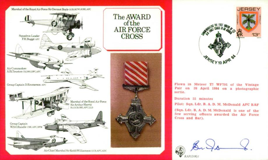 Air Force Cross. Signed B A D M McDonald