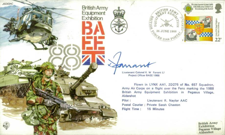 British Army Equipment Exhibition cover Signed K W Farrant