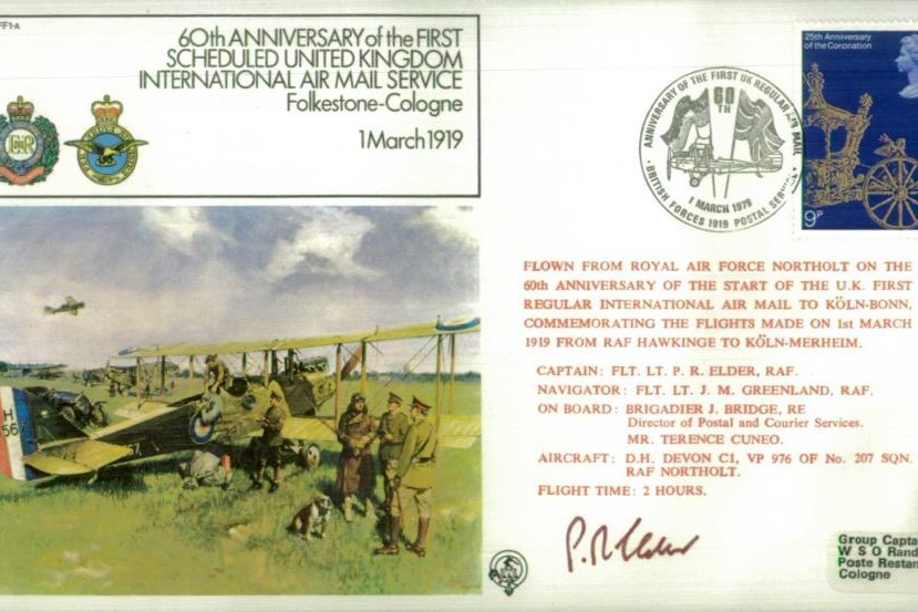 First scheduled UK International Air Mail Service cover