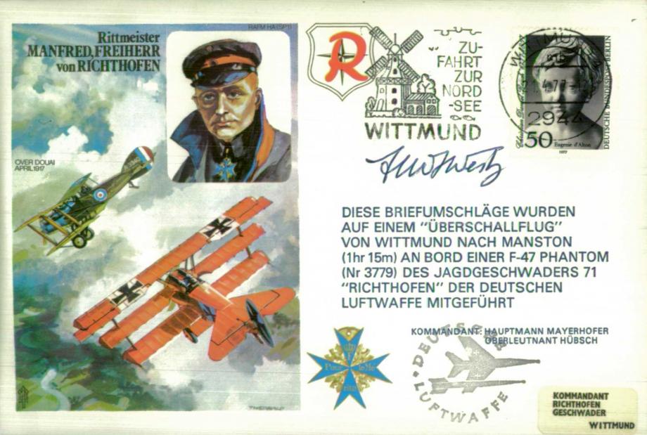 Baron von Richthofen cover Sgd Freddie West VC WW1