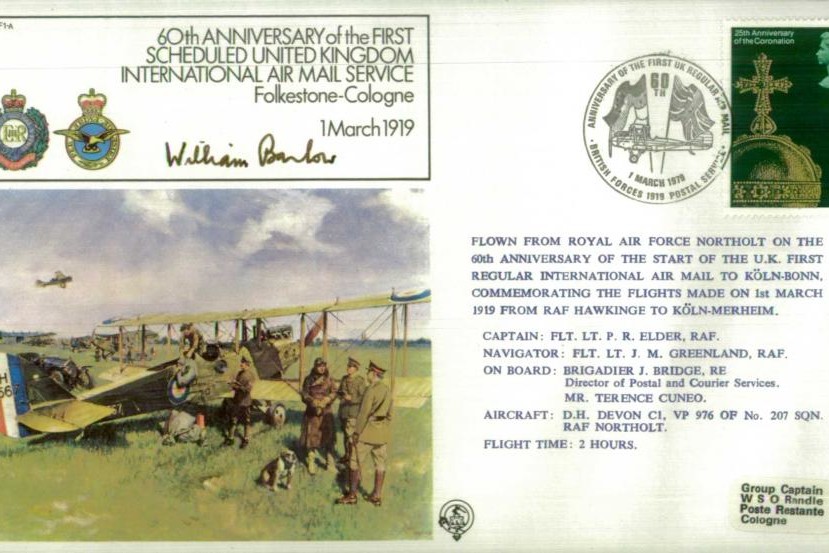 First scheduled UK International Air Mail Service cover