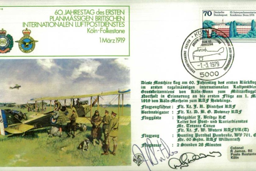 First scheduled UK International Air Mail Service cover