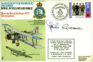 No 605(County of Warwick) Squadron cover Signed by 2 pilots G Bradshaw and G Warren