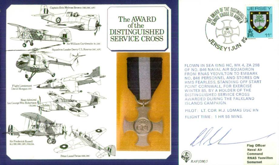 Distinguished Service Cross cover Signed H J Lomas