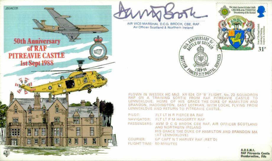 50th Anniversary of Pitreavie Castle cover Signed D Brook