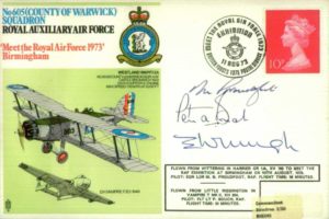 No 601(County of Warwick) Squadron cover Sgd by pilots and AC Wright a BoB pilot with 605 Squadron