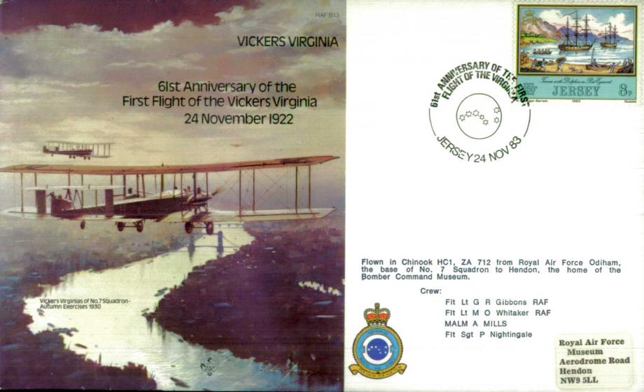 Vickers Virginia cover 61st Anniversary of first flight