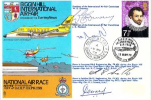 Biggin Hill Air Fair 1973 cover Sgd Sneller Seward Drewery and Maitland