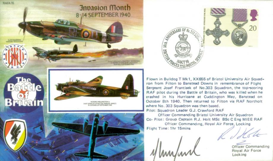 Invasion Month 8-14 September 1940 cover Sgd crew