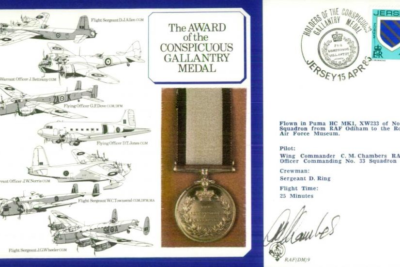 Conspicuous Gallantry Medal cover Signed C M Chambers