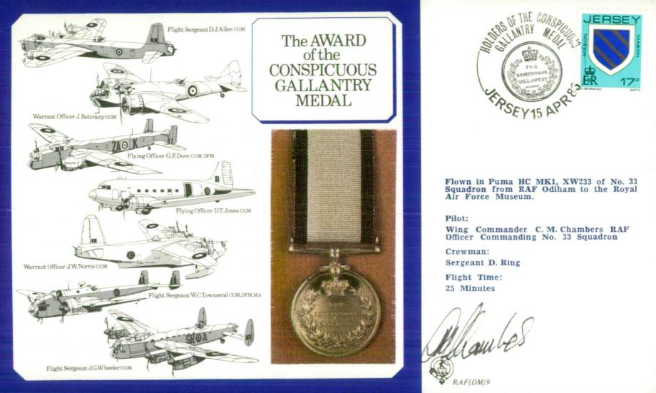 Conspicuous Gallantry Medal cover Signed C M Chambers