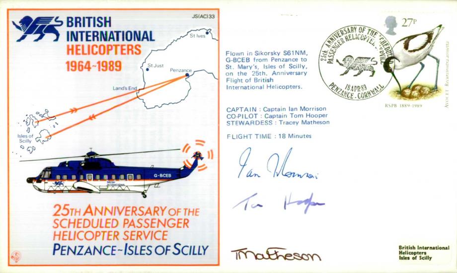 British International Helicopters Crew signed