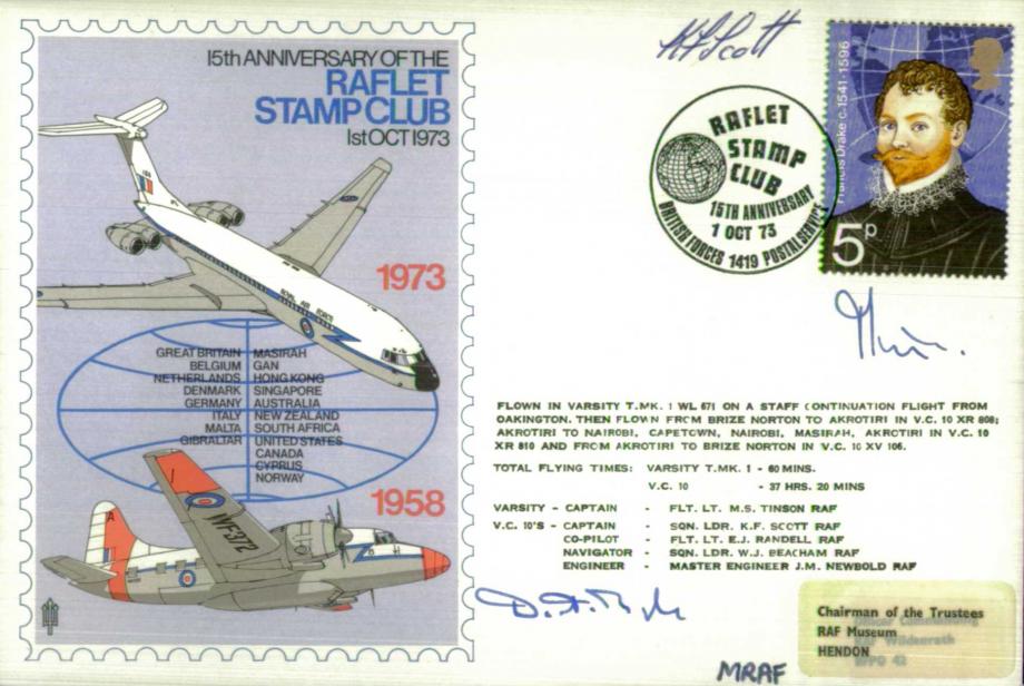 Raflet Stamp Club cover Sgd Sir D Boyle