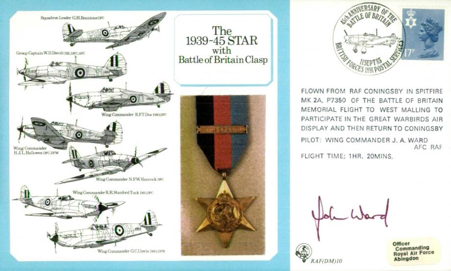 1939-1945 Star with Battle of Britain Clasp cover signed