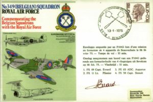 No 349 (Belgian) Squadron cover Pilot signed by Cap Evrad