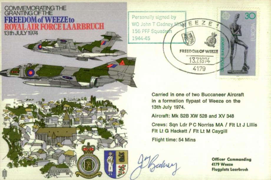 RAF Laarbruch cover Sgd J T Gedney 156 Sq
