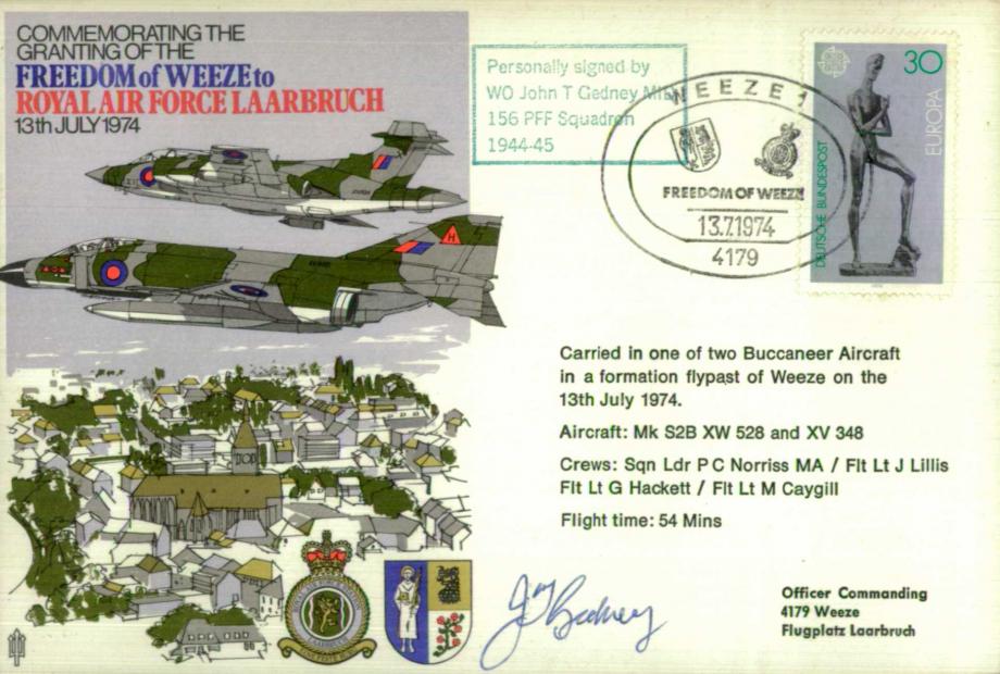 RAF Laarbruch cover Sgd J T Gedney 156 Sq