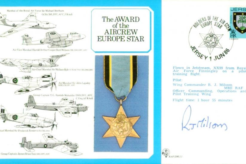 Aircrew Europe Star cover Signed R J Milsom