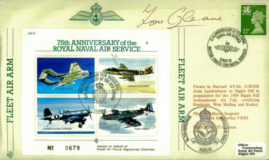 Royal Naval Air Service cover Sgd the BoB pilot T P Gleave