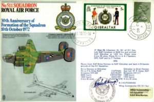 No 511 Squadron cover Signed by WC R J Hutchings - OC 511 Squadron