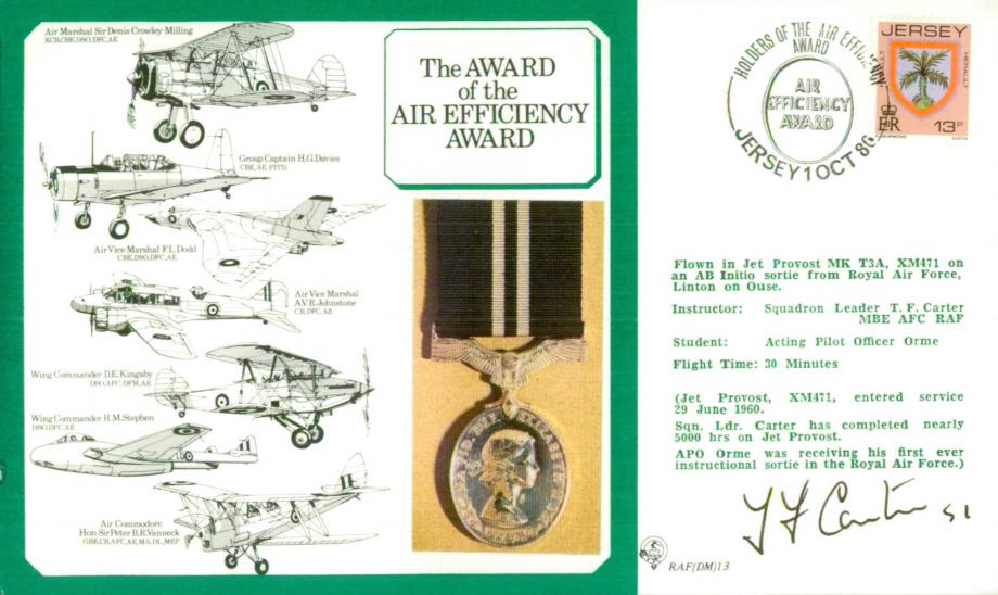 Air Efficiency Award cover Signed T F Carter