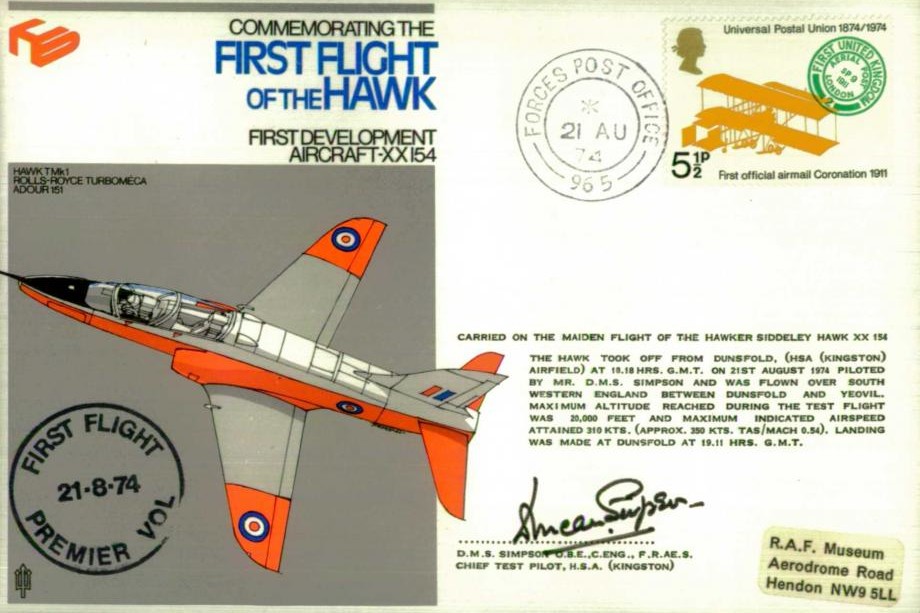 First Flight of the Hawk cover Sgd D Simpson