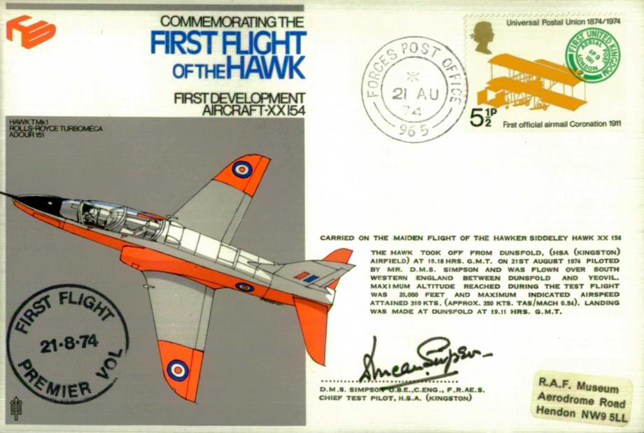 First Flight of the Hawk cover Sgd D Simpson