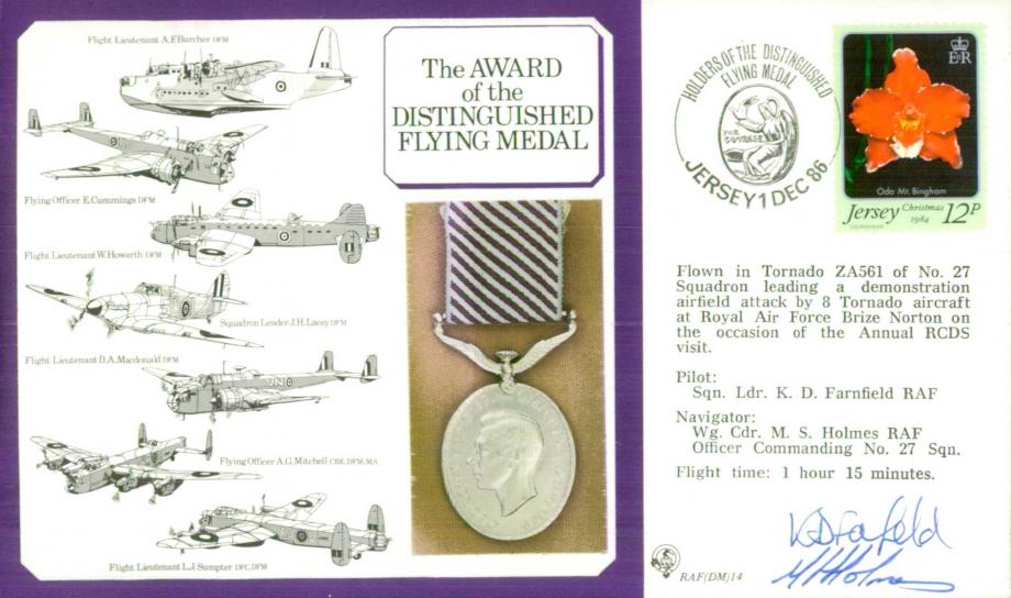 Distinguished Flying Medal cover Signed Farnfield and Holmes