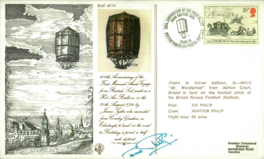 Hot Air Balloon cover Pilot signed