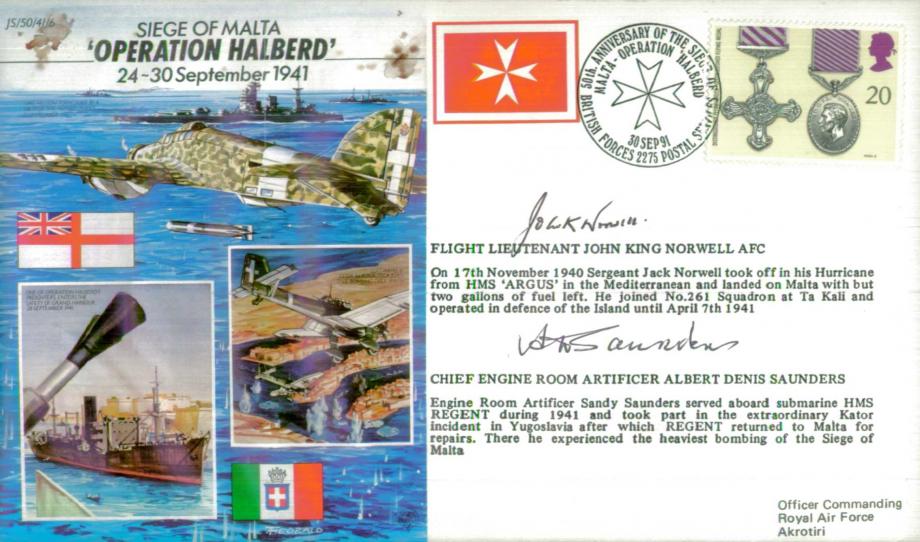 Seige of Malta cover Sgd Norwell and Saunders