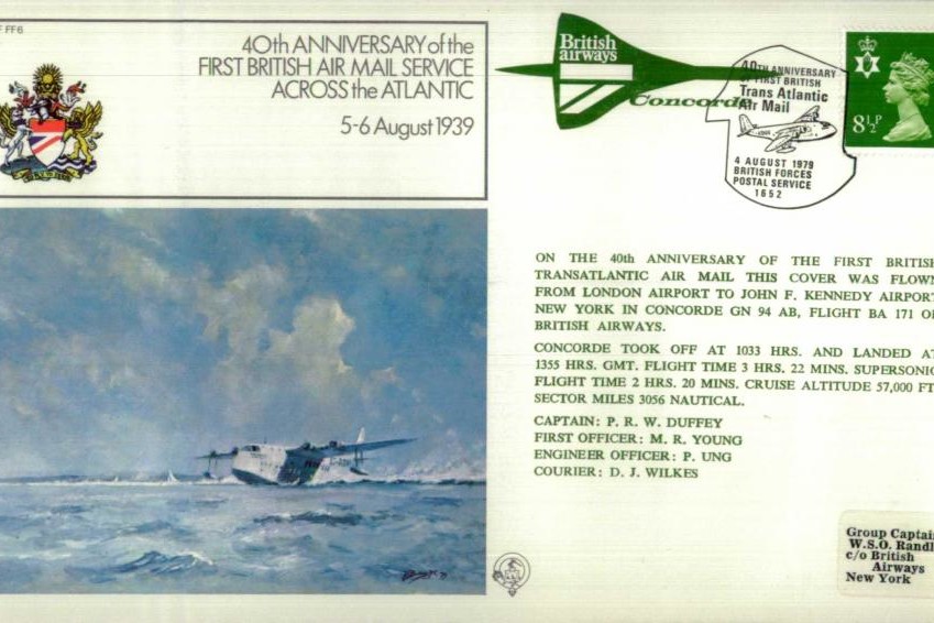 First British air mail service across the Atlantic cover