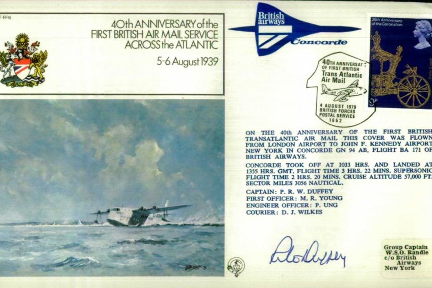 First British air mail service across the Atlantic cover