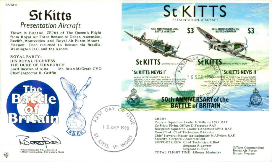 Spitfire Cover Signed N E L Beresford OC Queens Flight