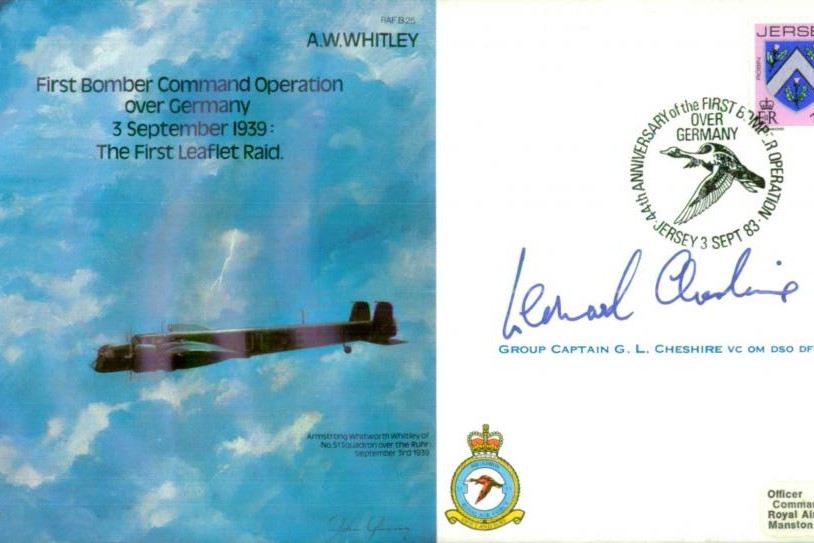 Armstrong Whitworth Whitley cover Signed 8 crew and Cheshire VC