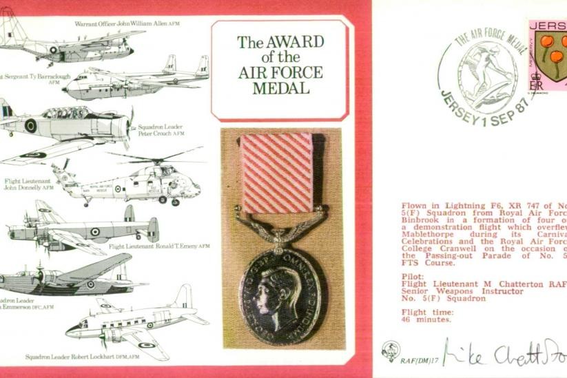 Air Force Medal cover Signed M Chatterton
