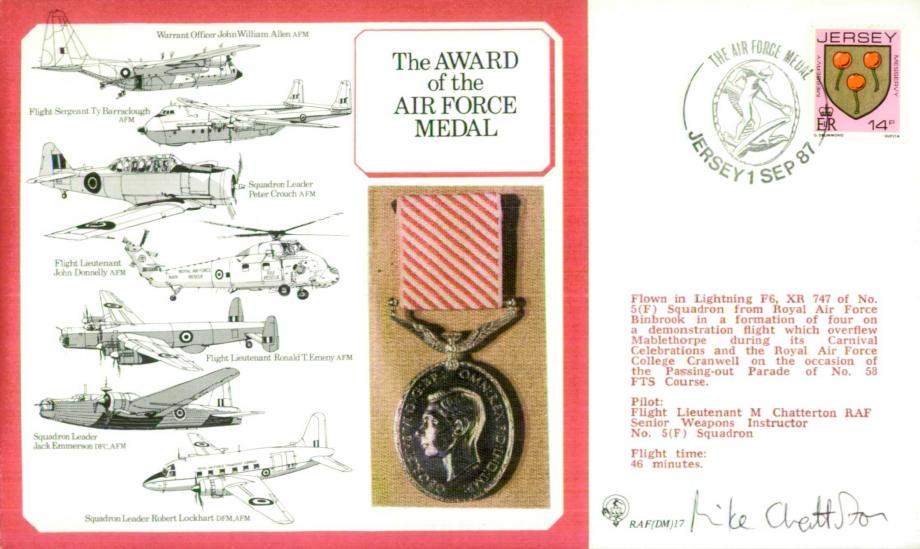 Air Force Medal cover Signed M Chatterton