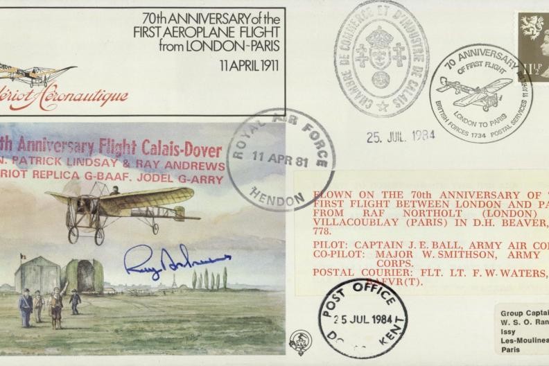 First aeroplane flight from London to Paris cover