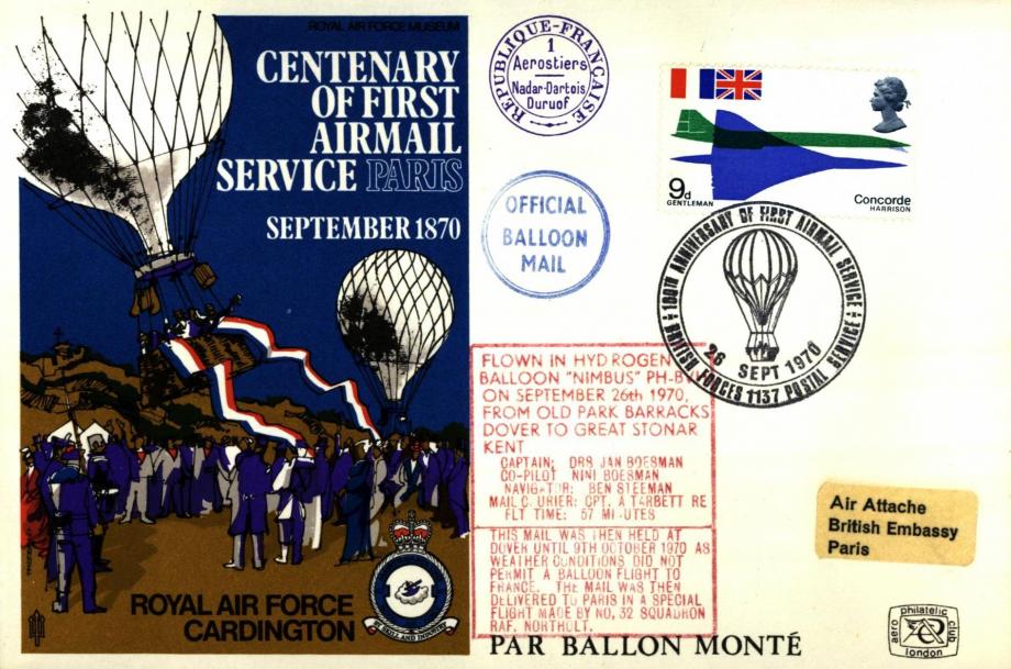 First Airmail Service to Paris cover 