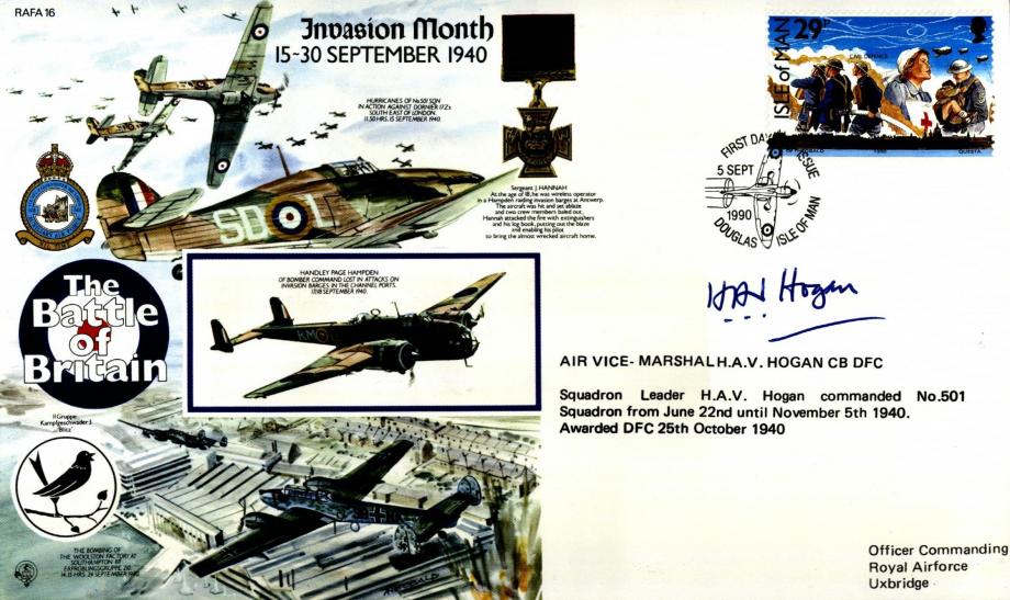 Invasion Month - 15 to 30 September 1940 Cover Signed H Hogan