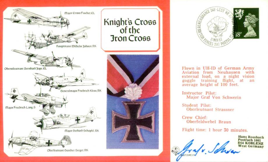 Knights Cross of the Iron Cross cover Signed GrafVonSchwerin