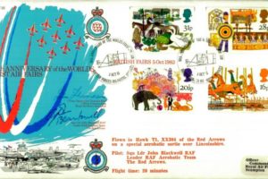 British Fairs 5th October 1983 FDC Signed by GC I Thomson-OC RAF Scampton & Sq L J Blackwell - Leader of The Red Arrows